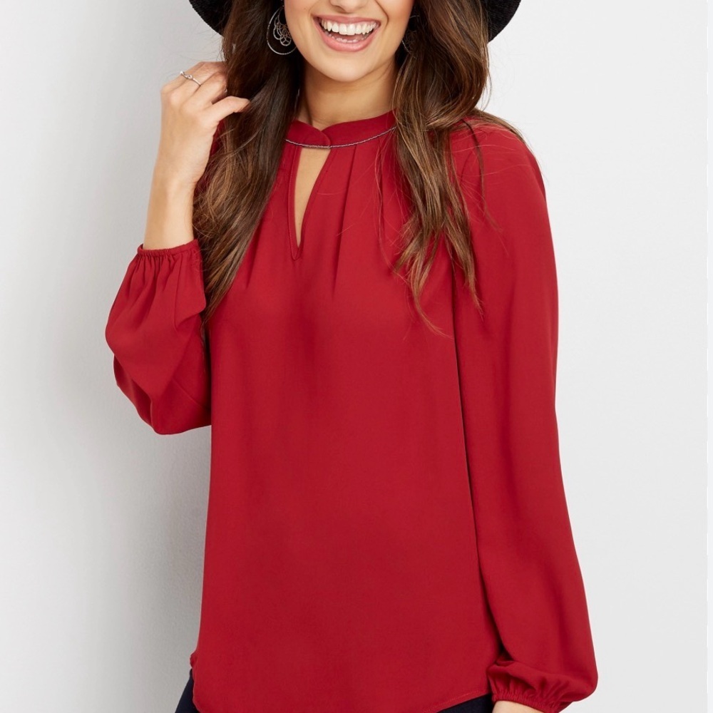 Maurices Red Keyhole Blouse